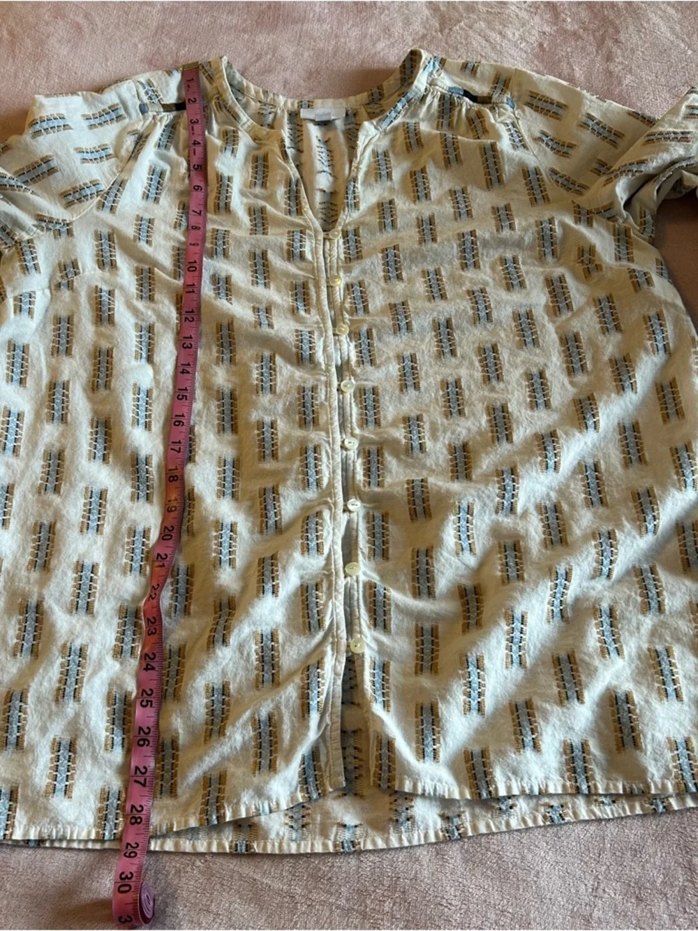 Pure Jill white 3/4 sleeve embroidered button down tunic top size L - Picture 10 of 10